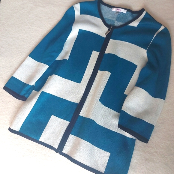 Zip -front geometric cardigan - Picture 2 of 5